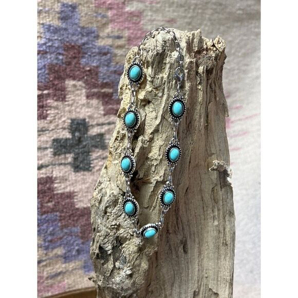 Women Fashion Beaded Anklet Metal Faux Turquoise Ankle Boot Bracelet Christmas - Picture 1 of 8